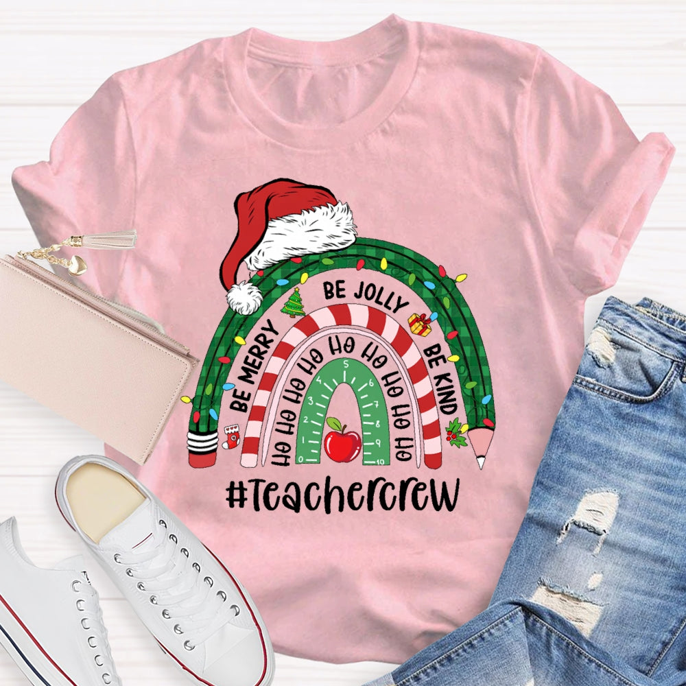 Teacher Crew Christmas Rainbow T-shirt