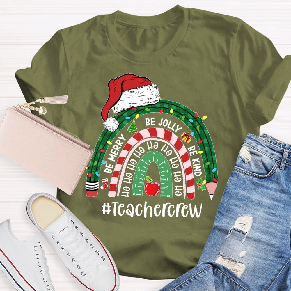 Teacher Crew Christmas Rainbow T-shirt