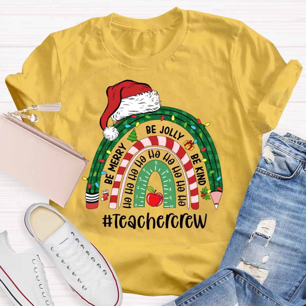 Teacher Crew Christmas Rainbow T-shirt