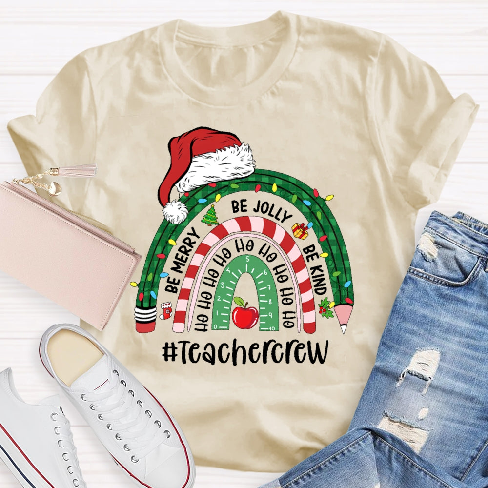 Teacher Crew Christmas Rainbow T-shirt