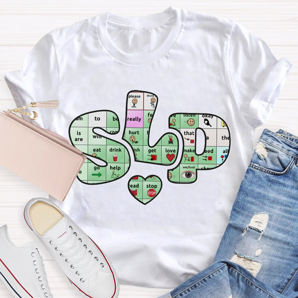 SLP  Alphabet Fonts And Hearts T-shirt