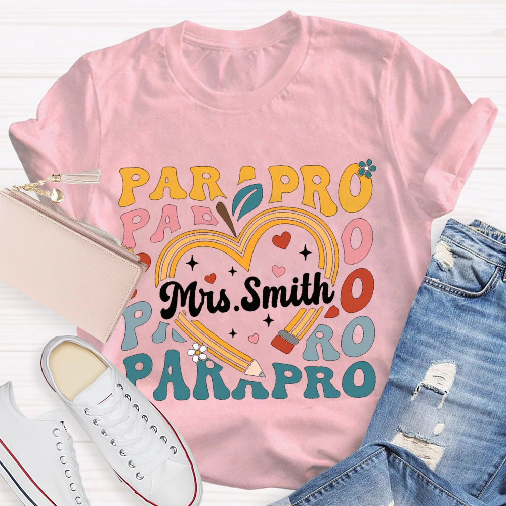 Personalized Name Para Colorful Fonts And Hearts T-shirt