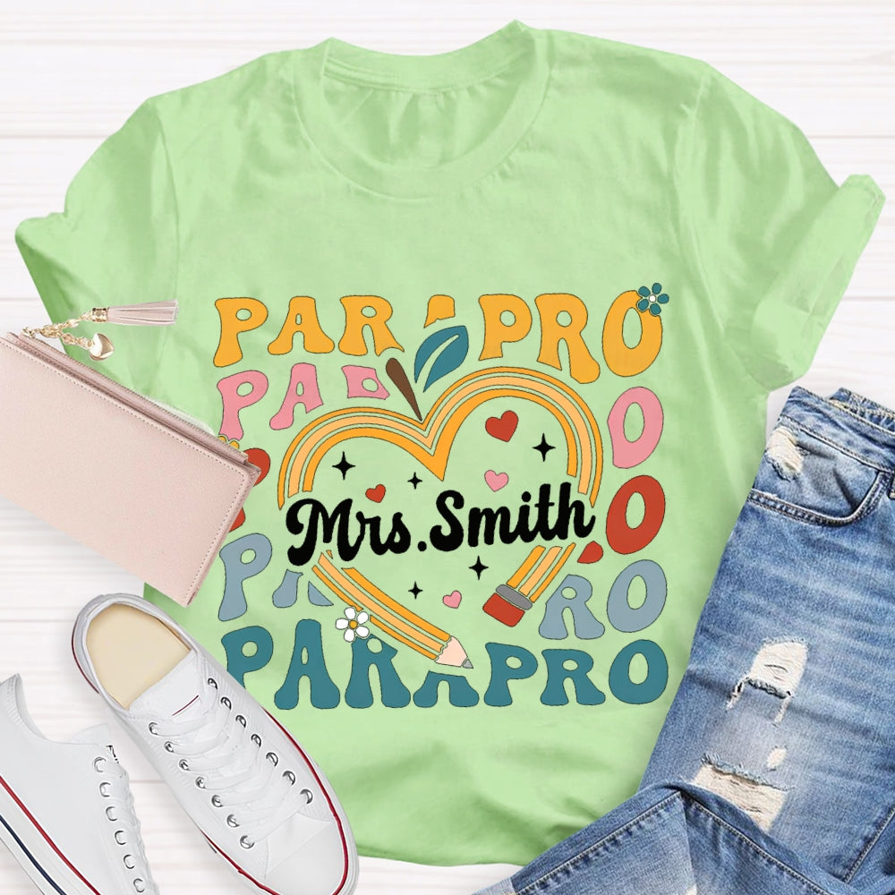 Personalized Name Para Colorful Fonts And Hearts T-shirt