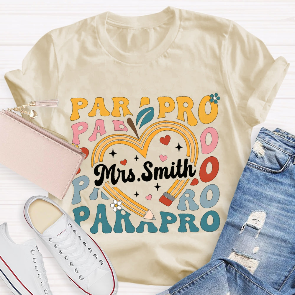 Personalized Name Para Colorful Fonts And Hearts T-shirt