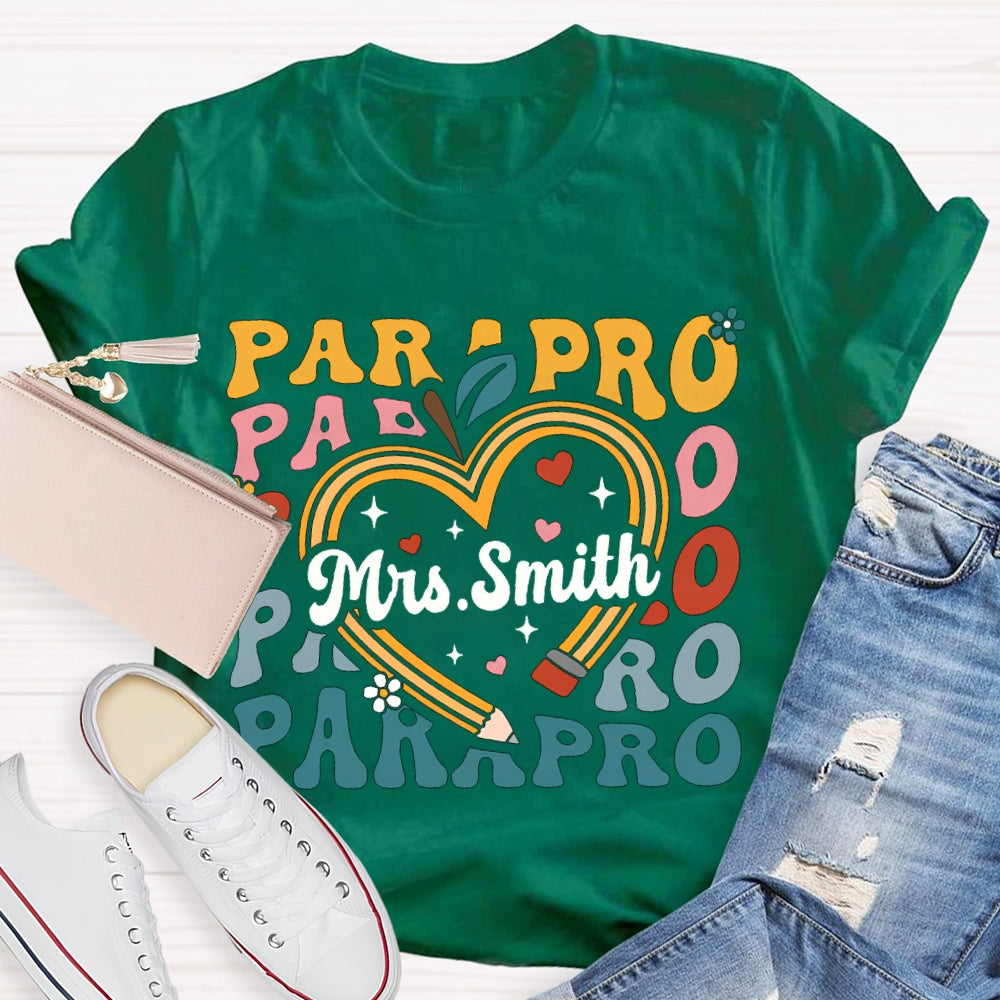 Personalized Name Para Colorful Fonts And Hearts T-shirt