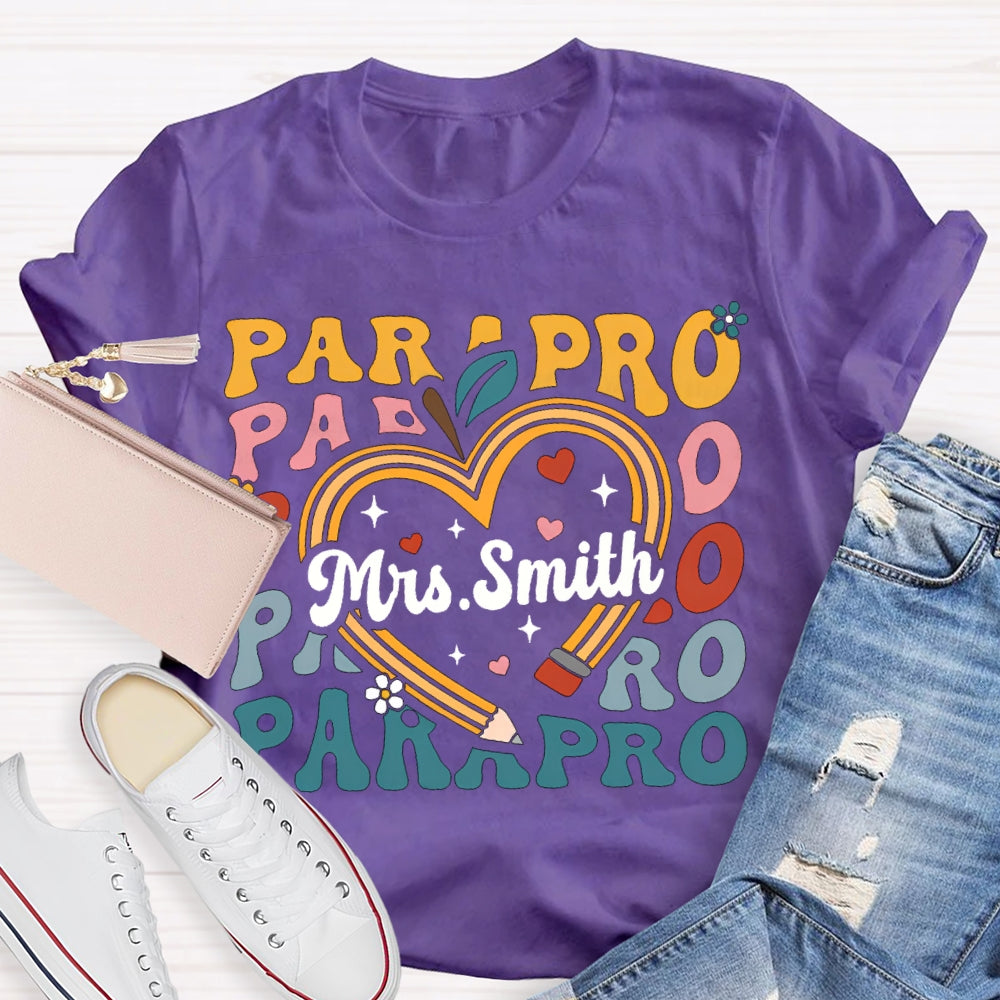 Personalized Name Para Colorful Fonts And Hearts T-shirt