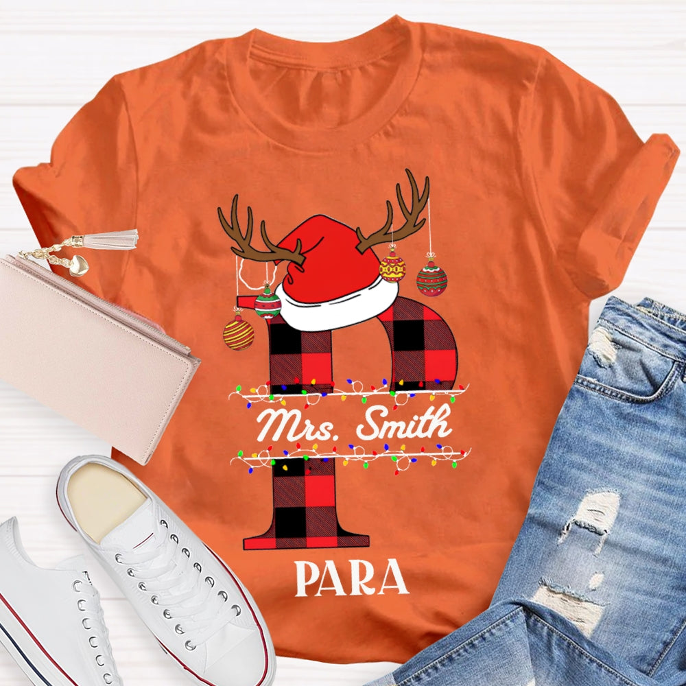 Personalized Name P Is For Para Santa Hat T-shirt