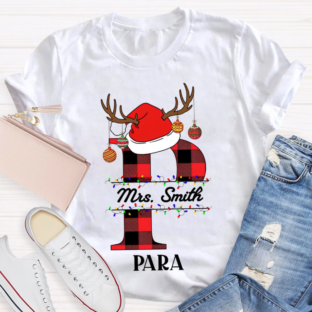 Personalized Name P Is For Para Santa Hat T-shirt