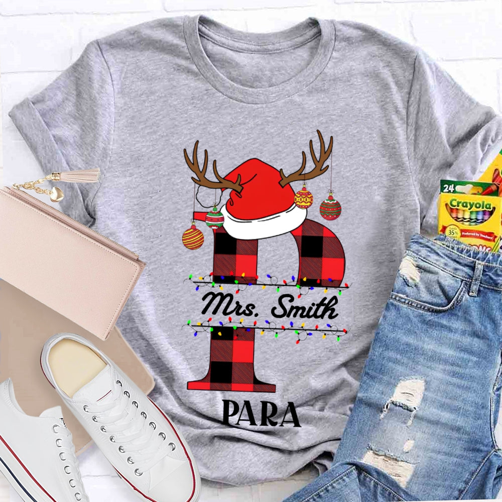 Personalized Name P Is For Para Santa Hat T-shirt