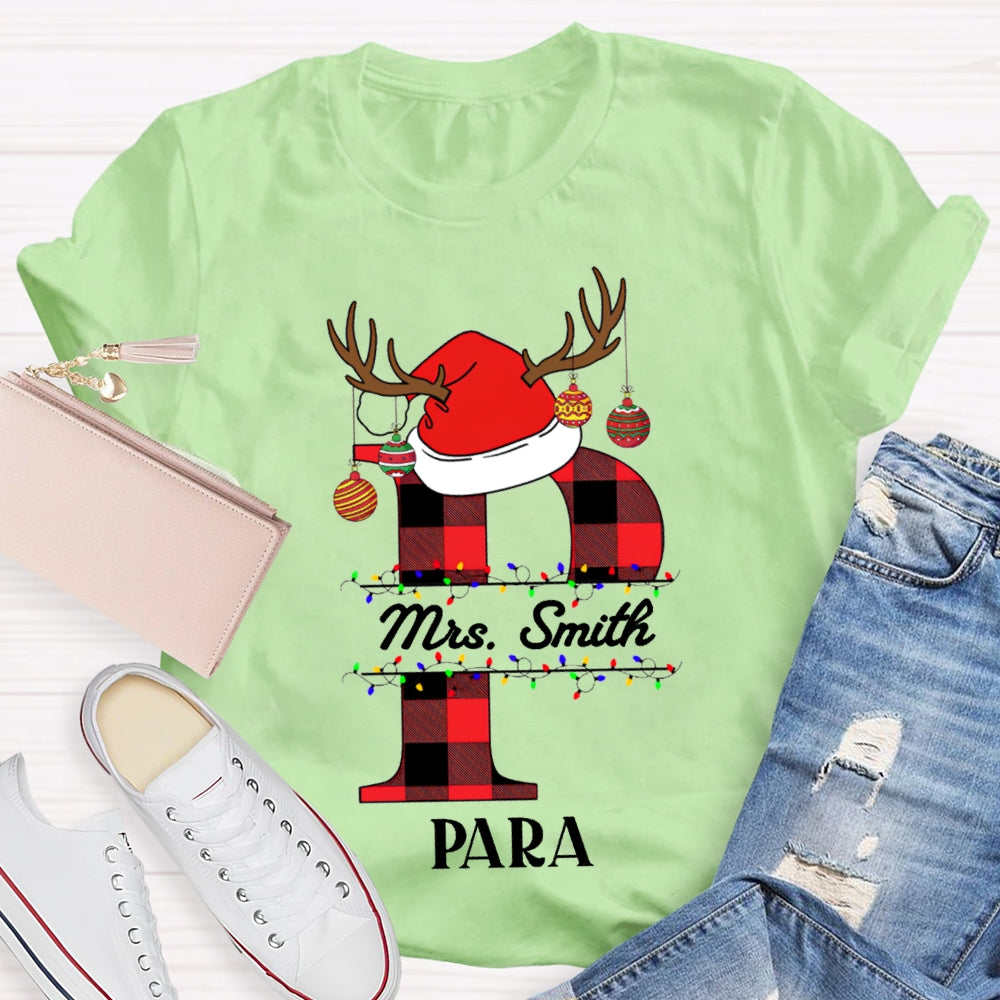 Personalized Name P Is For Para Santa Hat T-shirt
