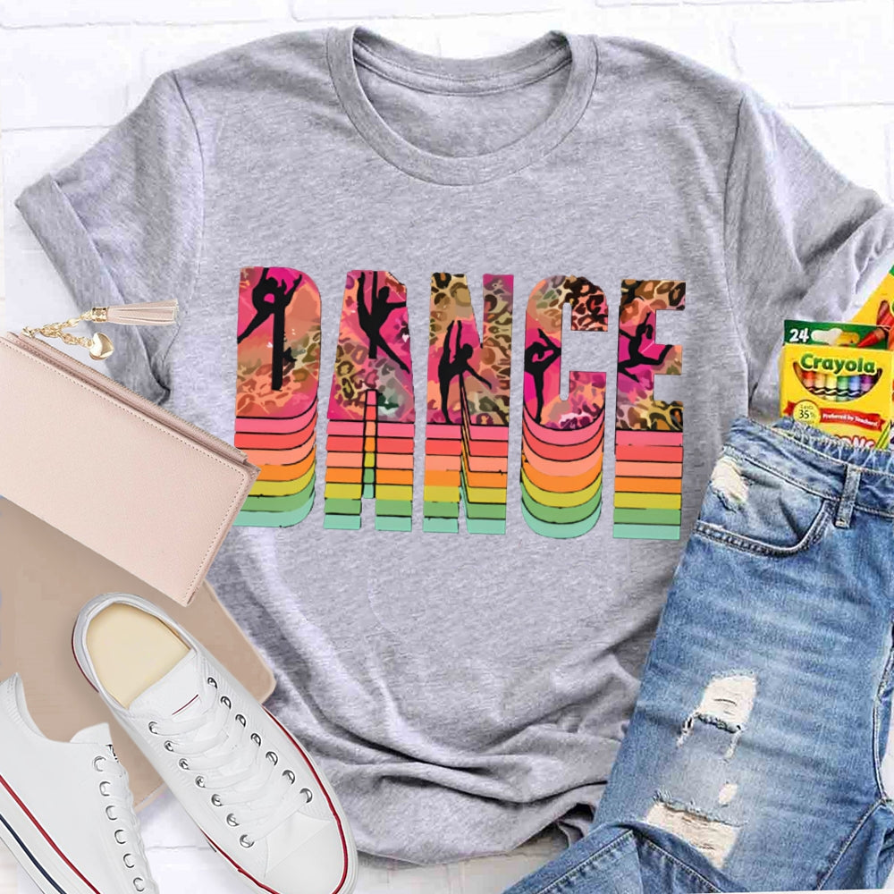 Dance Teacher Colorful Gradient Leopard Font T-shirt