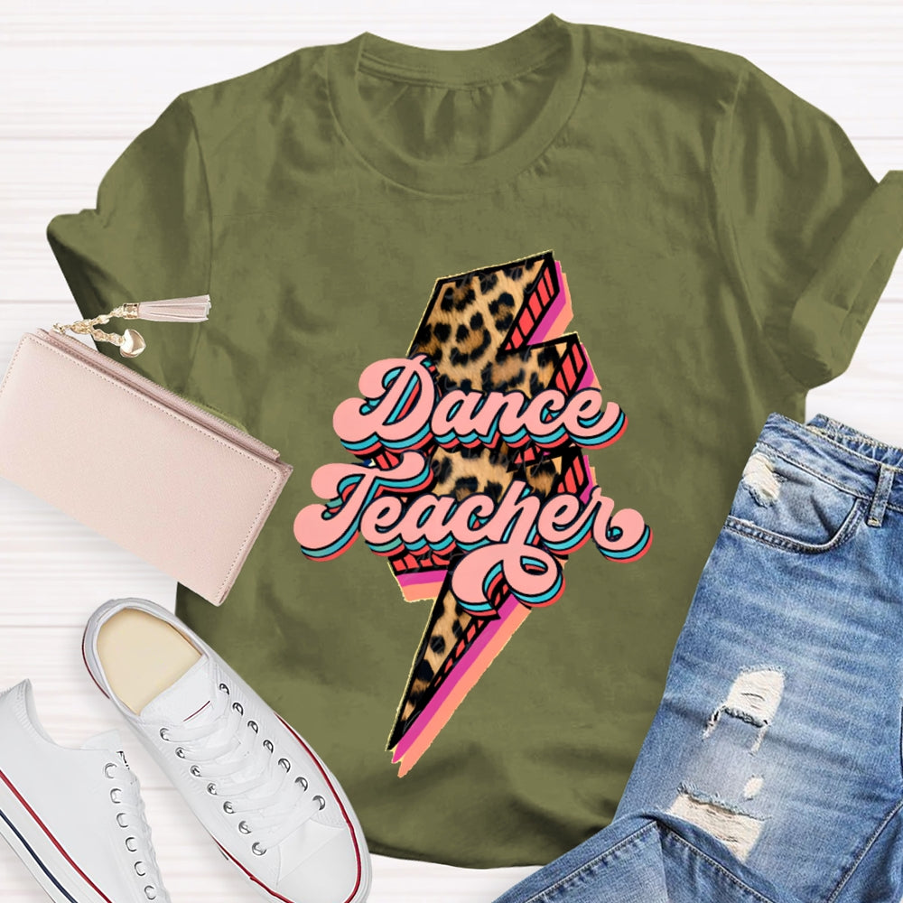 Dance Teacher Leopard Lightning Print T-shirt