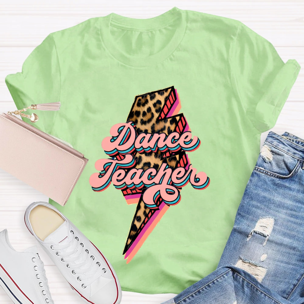 Dance Teacher Leopard Lightning Print T-shirt