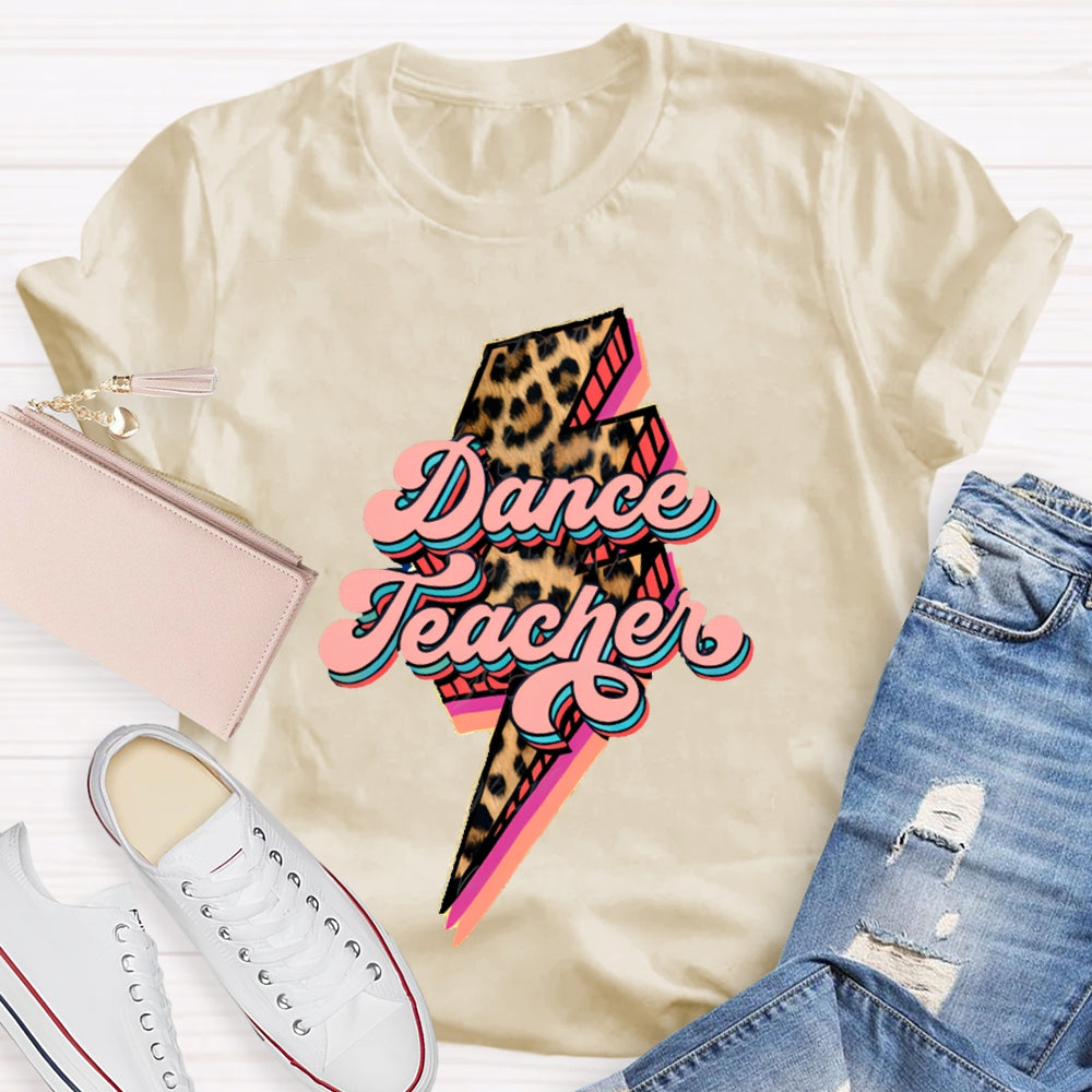 Dance Teacher Leopard Lightning Print T-shirt