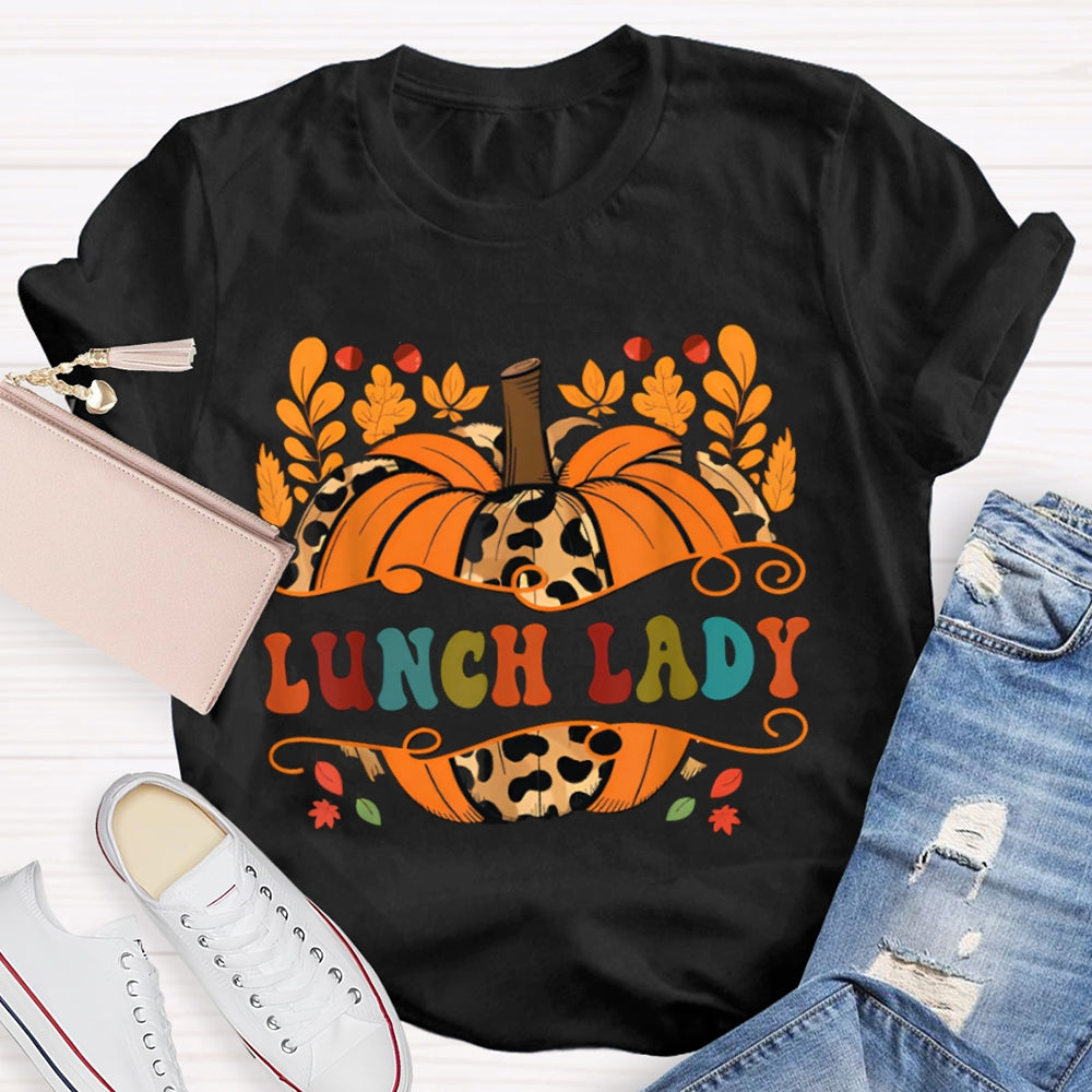 Lunch Lady Pumpkin And Colorful Font Halloween T-shirt
