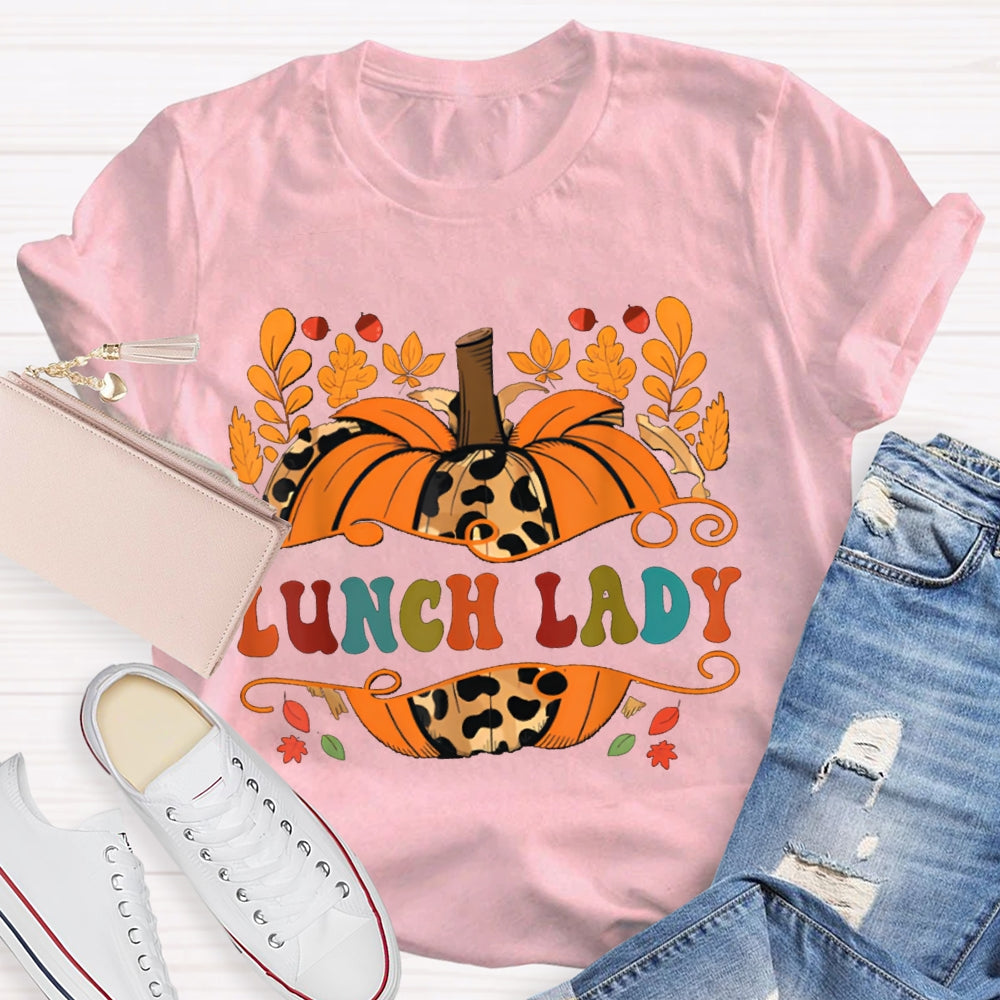 Lunch Lady Pumpkin And Colorful Font Halloween T-shirt