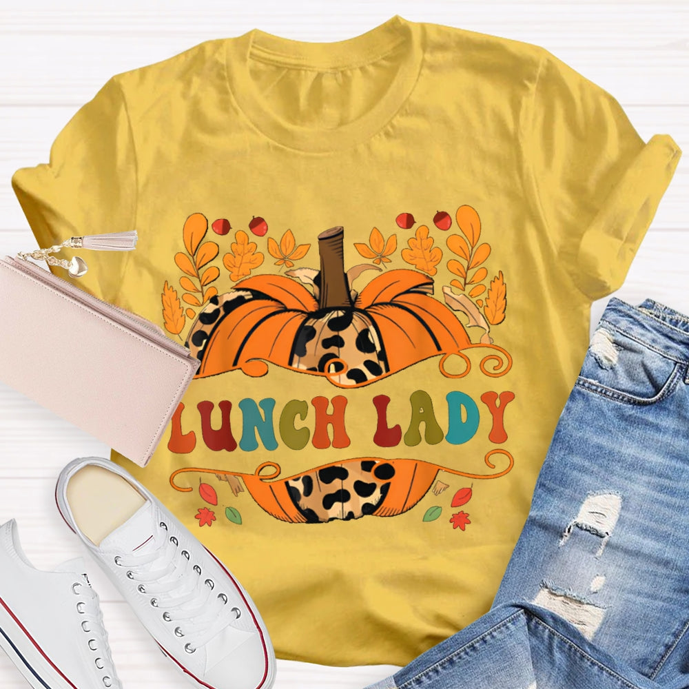 Lunch Lady Pumpkin And Colorful Font Halloween T-shirt