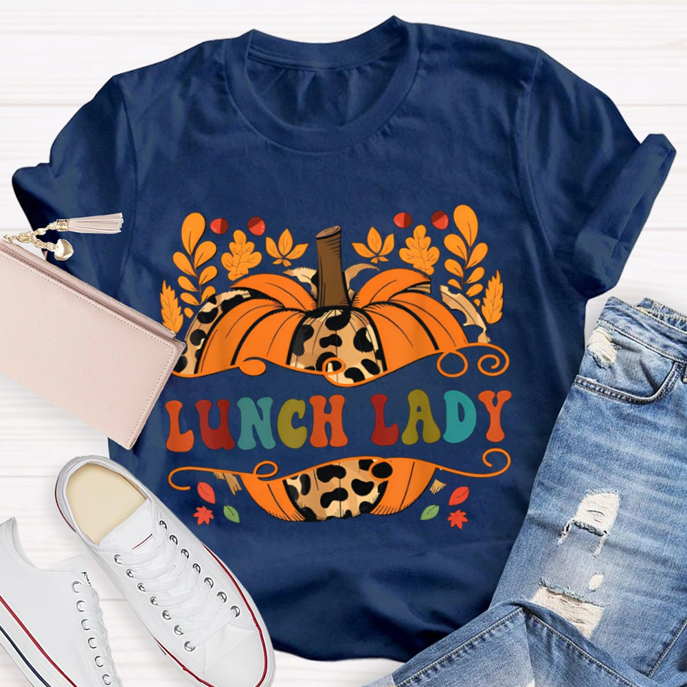 Lunch Lady Pumpkin And Colorful Font Halloween T-shirt