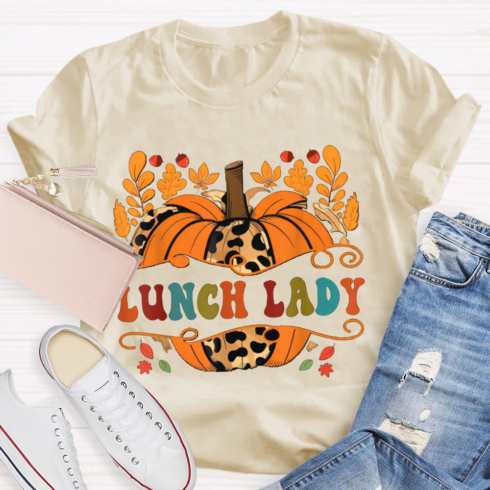 Lunch Lady Pumpkin And Colorful Font Halloween T-shirt