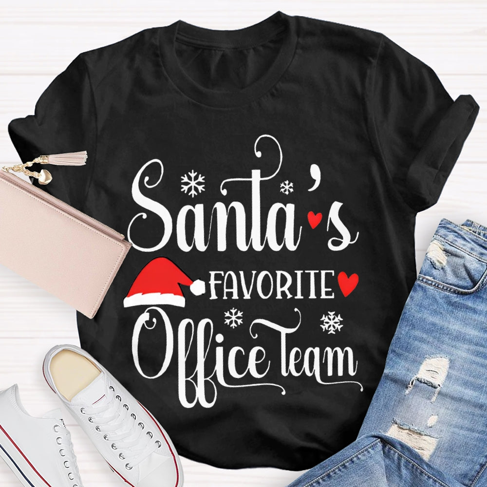 Santa'S Favorite Office Team Santa Hat T-shirt