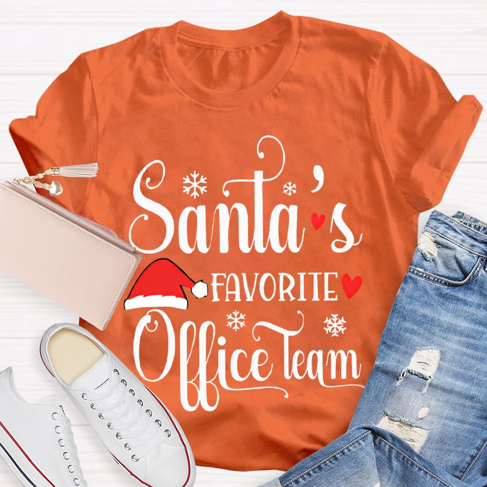 Santa'S Favorite Office Team Santa Hat T-shirt