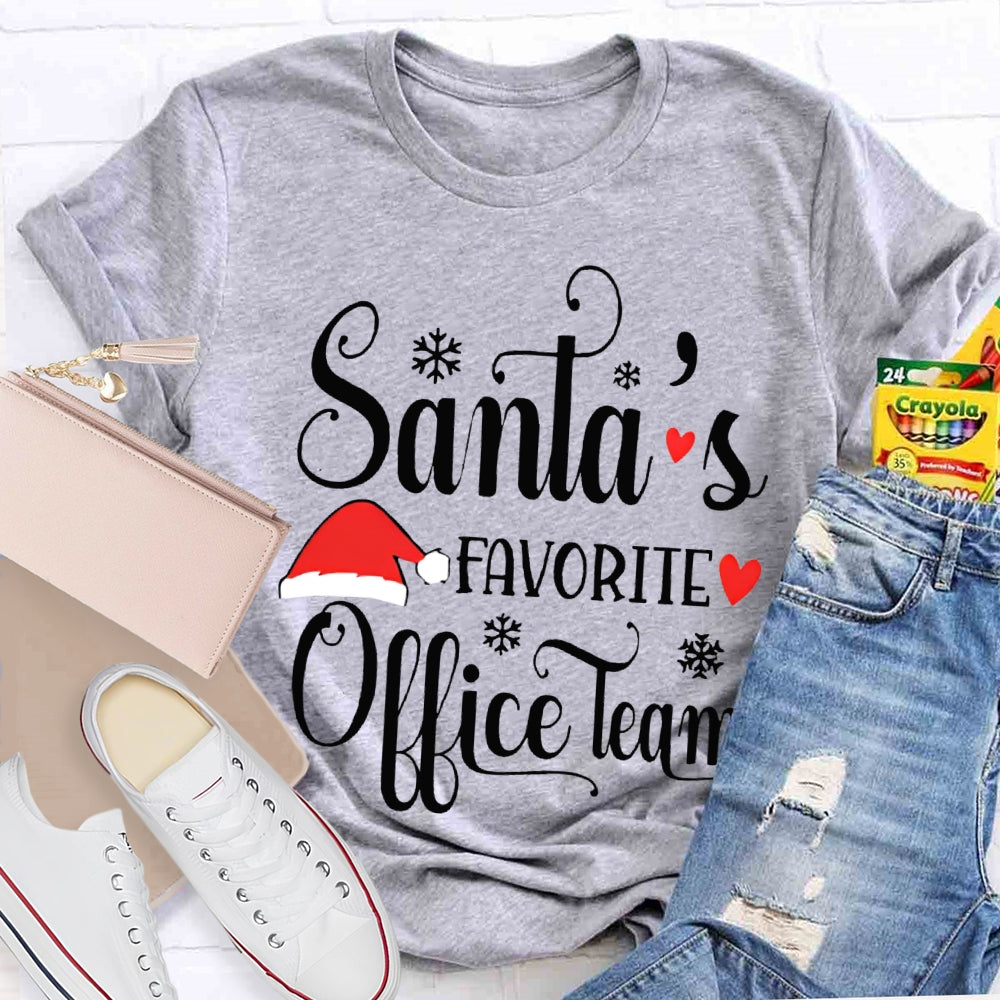 Santa'S Favorite Office Team Santa Hat T-shirt