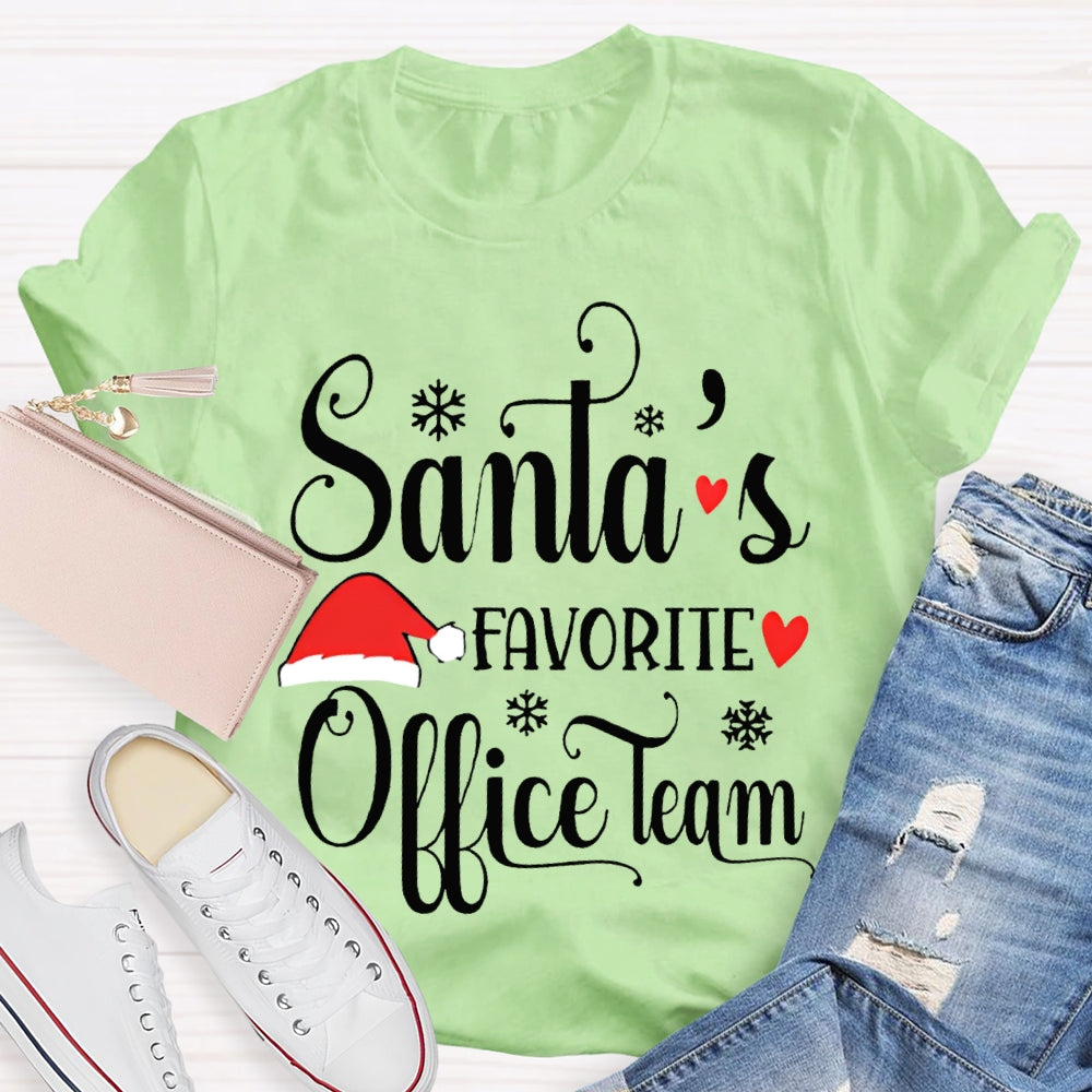 Santa'S Favorite Office Team Santa Hat T-shirt