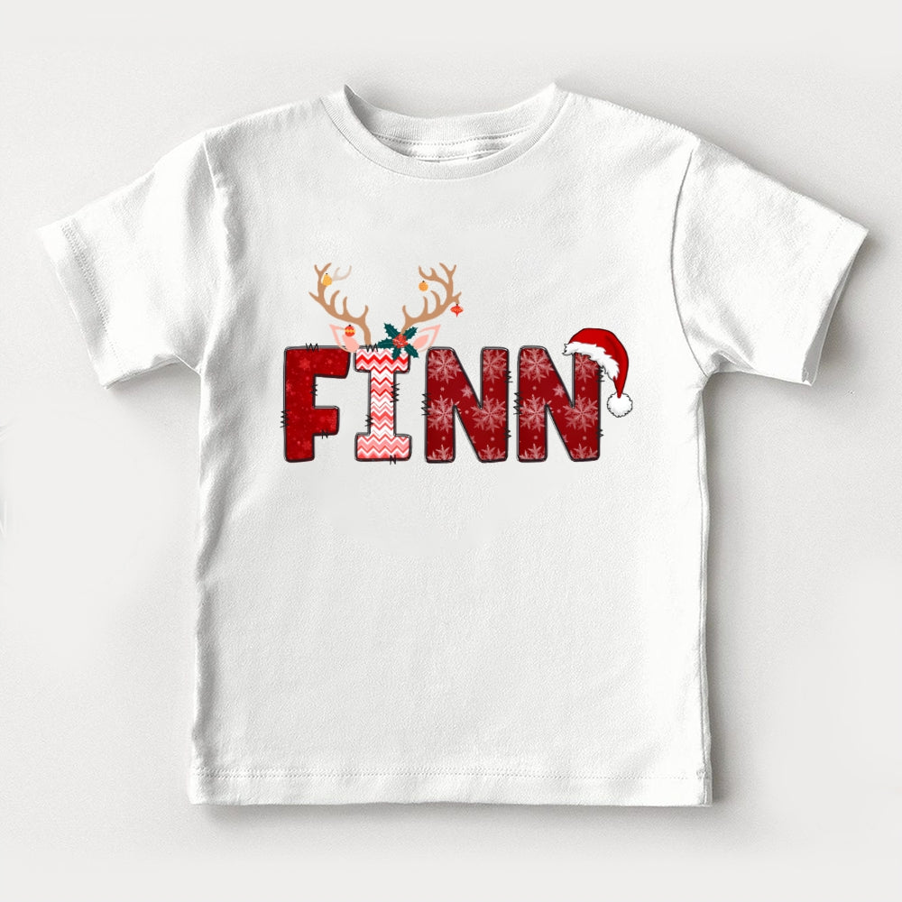 Personalized Name Snowflakes Antlers Christmas Toddler T-shirts