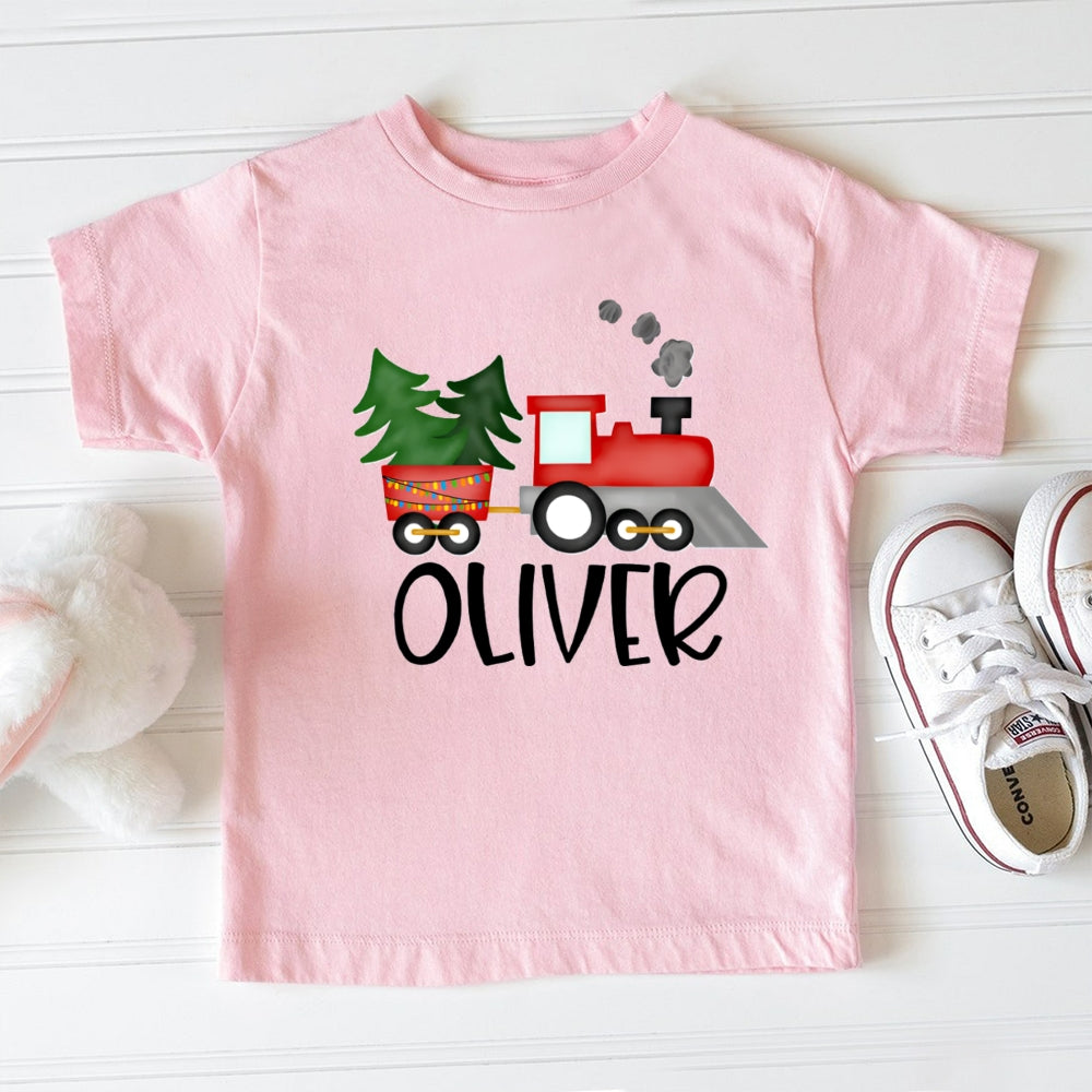 Personalized Name Christmas Tree Car Toddler T-shirts