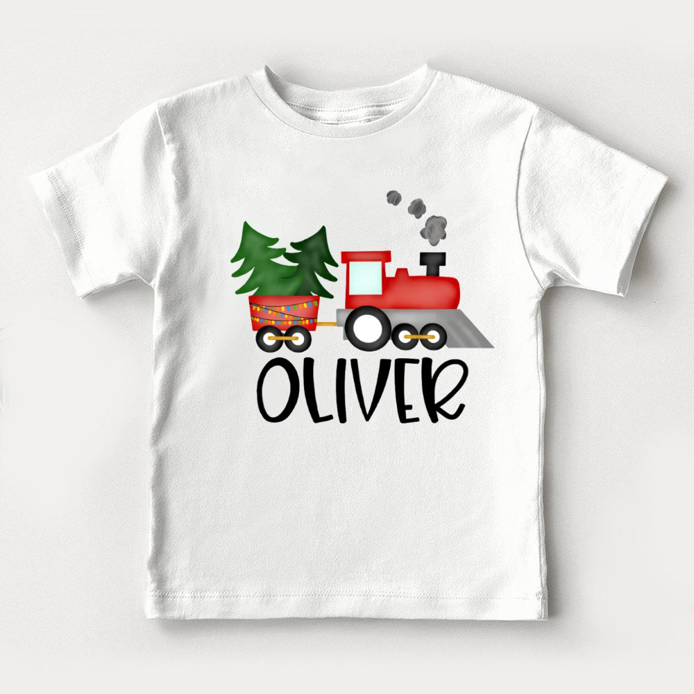 Personalized Name Christmas Tree Car Toddler T-shirts