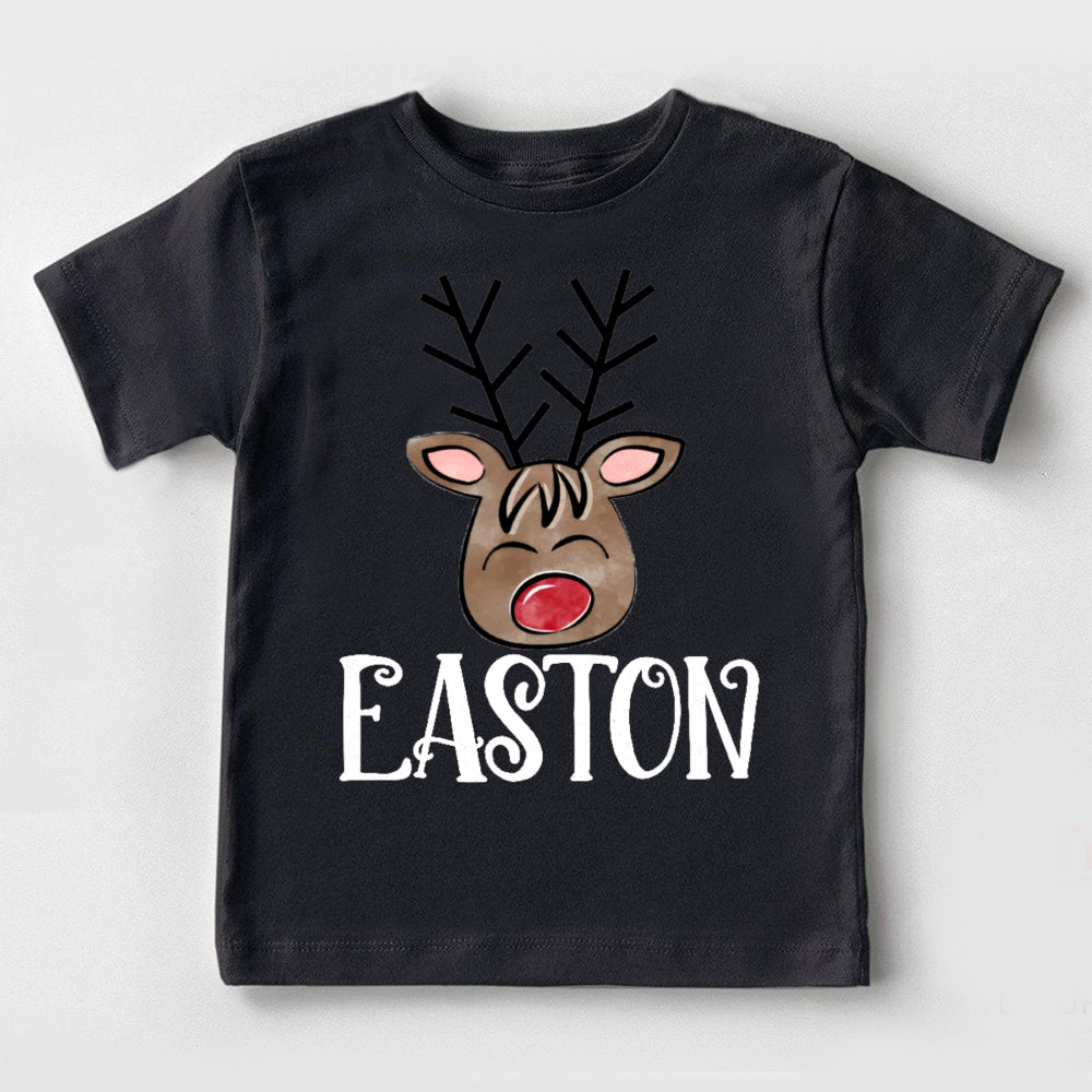 Personalized Name Christmas Deer Toddler T-shirts