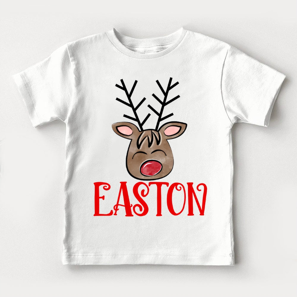 Personalized Name Christmas Deer Toddler T-shirts