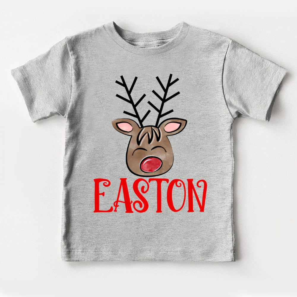 Personalized Name Christmas Deer Toddler T-shirts