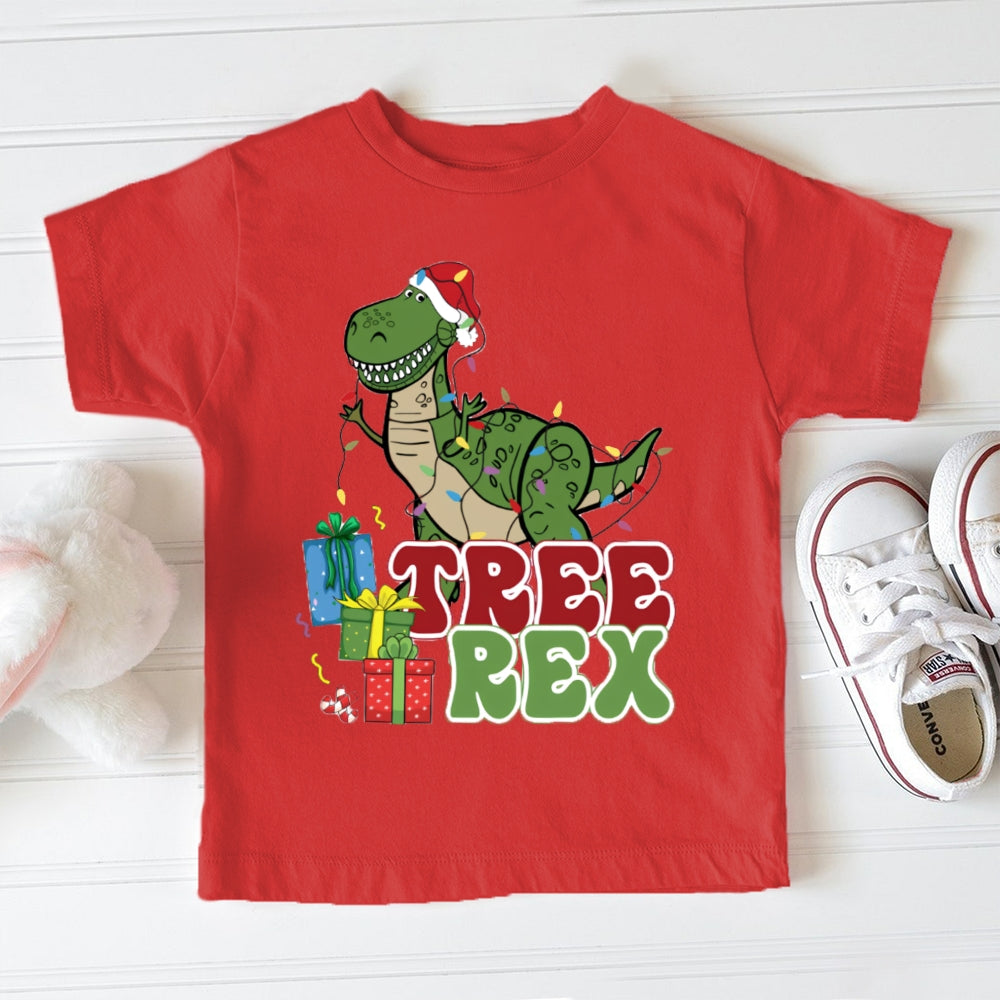 Tree Rex Christmas Dinosaur Toddler T-shirts