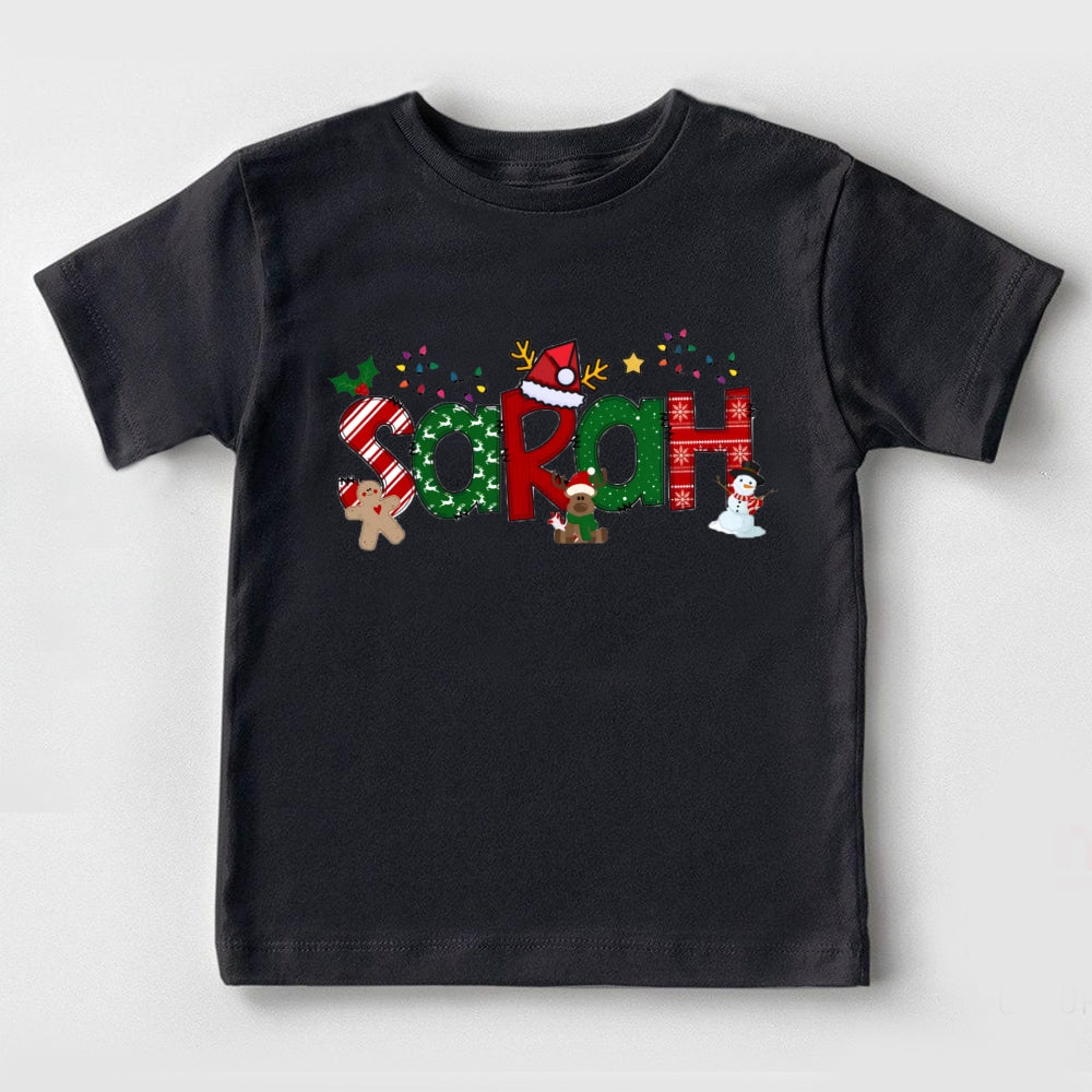 Personalized Name Christmas Snowman Letters Toddler T-shirts