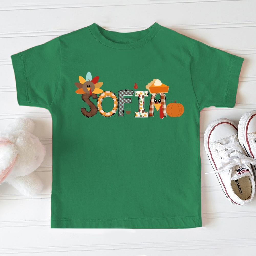 Personalized Name Turkey Thanksgiving  Toddler T-shirts