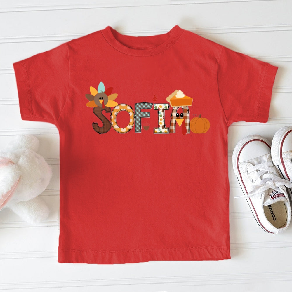 Personalized Name Turkey Thanksgiving  Toddler T-shirts