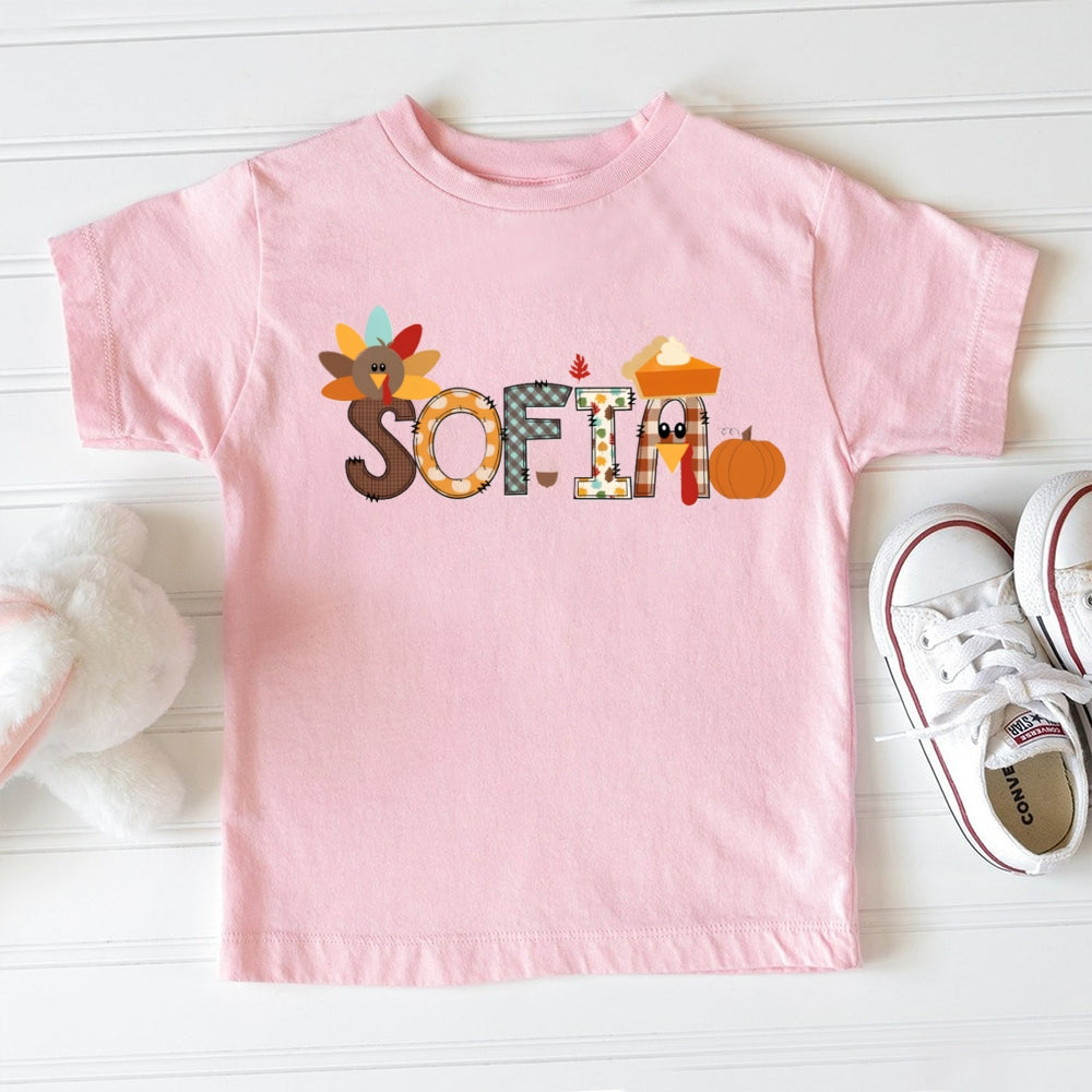 Personalized Name Turkey Thanksgiving  Toddler T-shirts