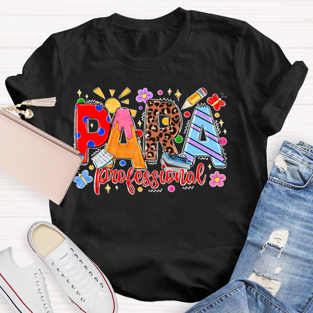 Para Colorful Leopard Print Letters T-shirt