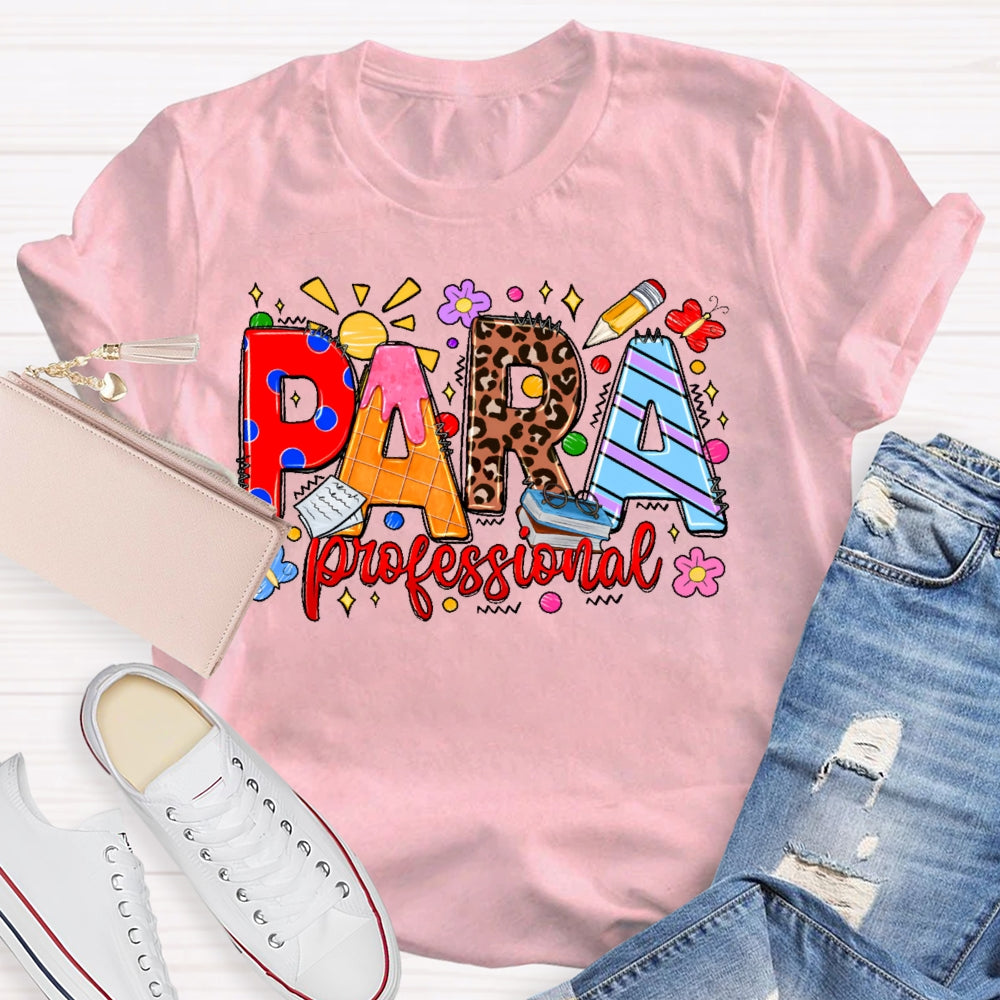 Para Colorful Leopard Print Letters T-shirt