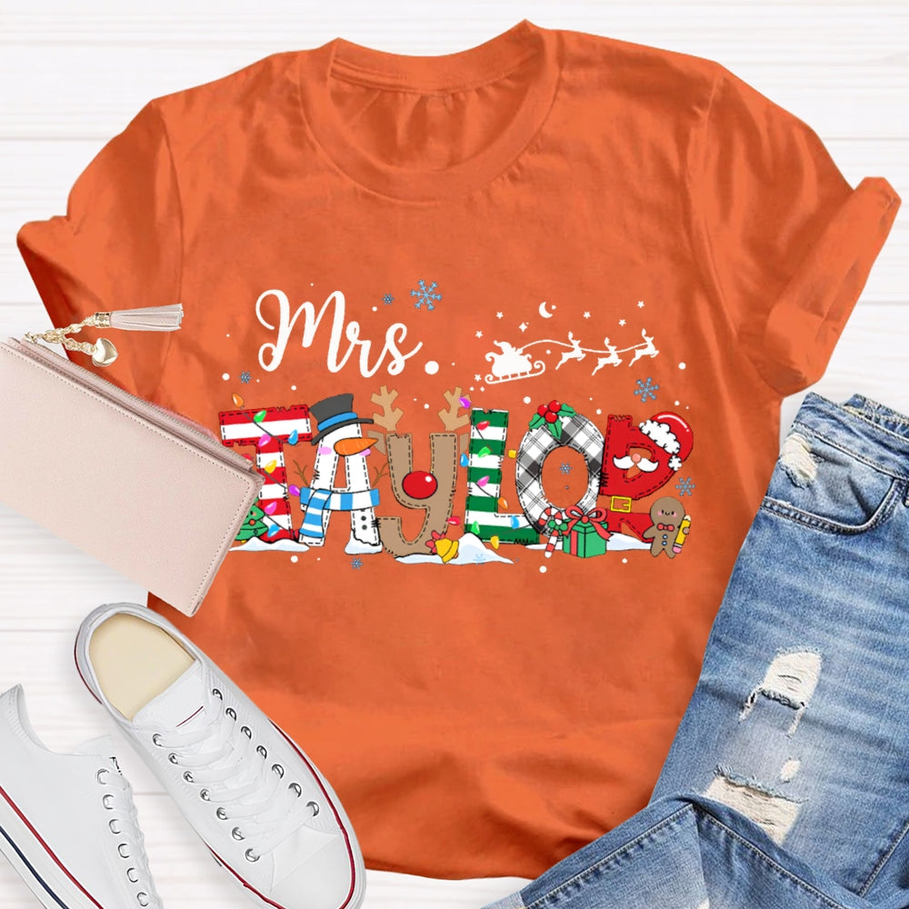 Personalized Name Snowflakes And Christmas Font Christmas T-shirt