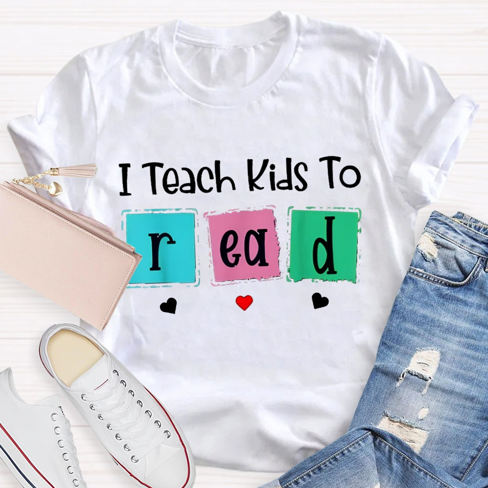 I Teach Kind To Read Colorful Checkered Font T-shirt