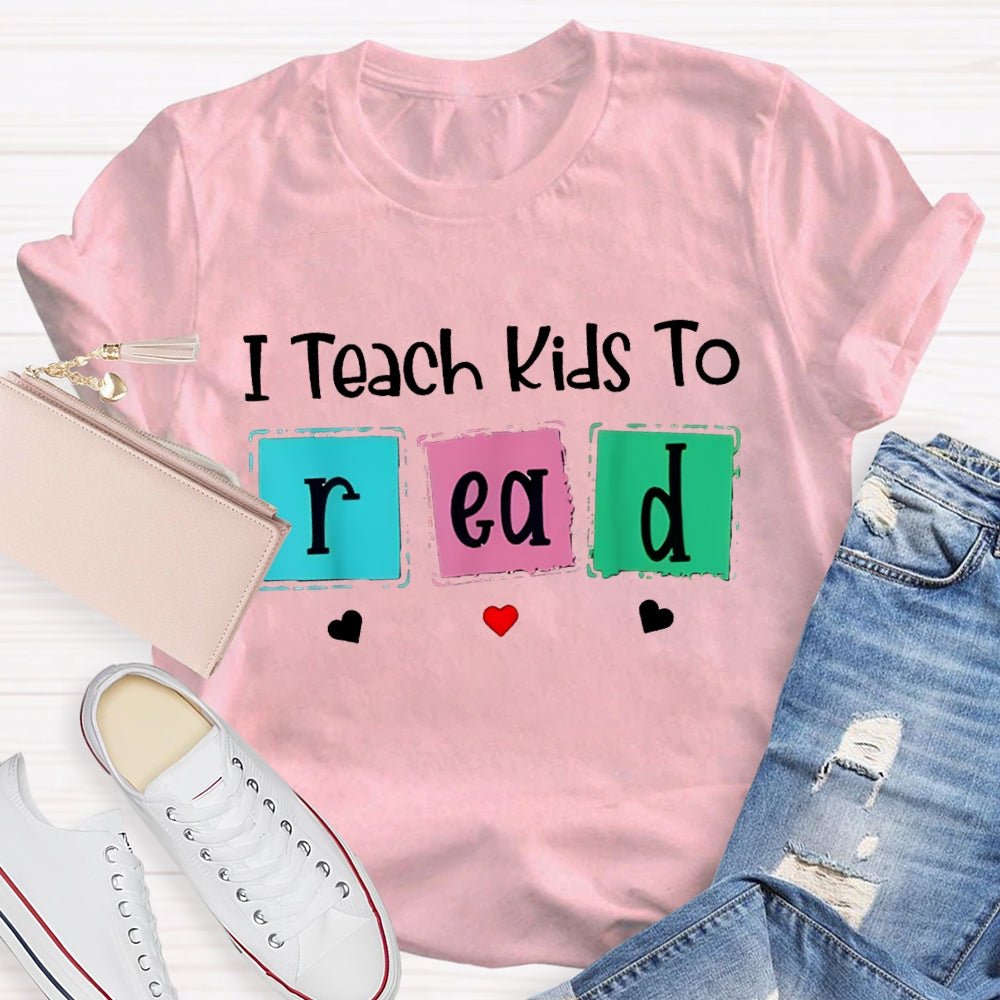 I Teach Kind To Read Colorful Checkered Font T-shirt