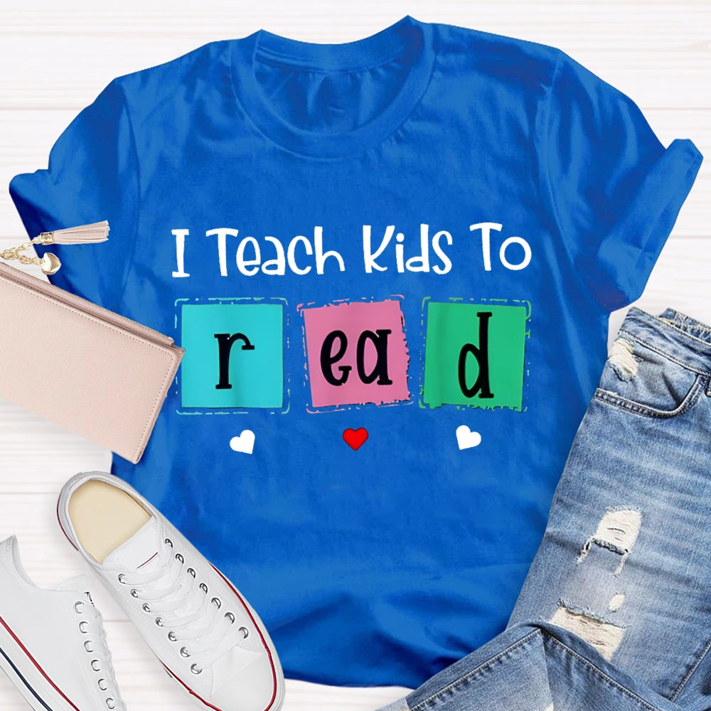 I Teach Kind To Read Colorful Checkered Font T-shirt