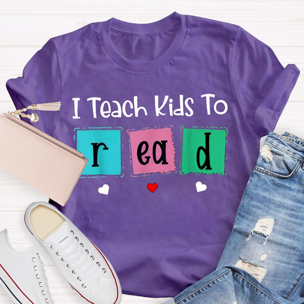 I Teach Kind To Read Colorful Checkered Font T-shirt