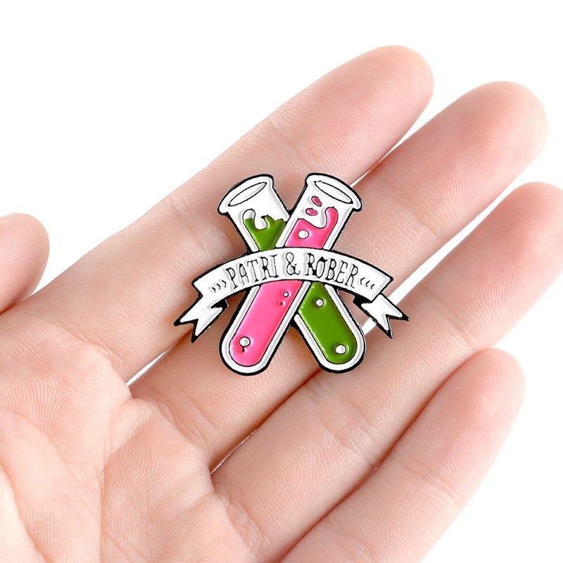 Cute Cartoon Test Tube Teacher Metal Pin