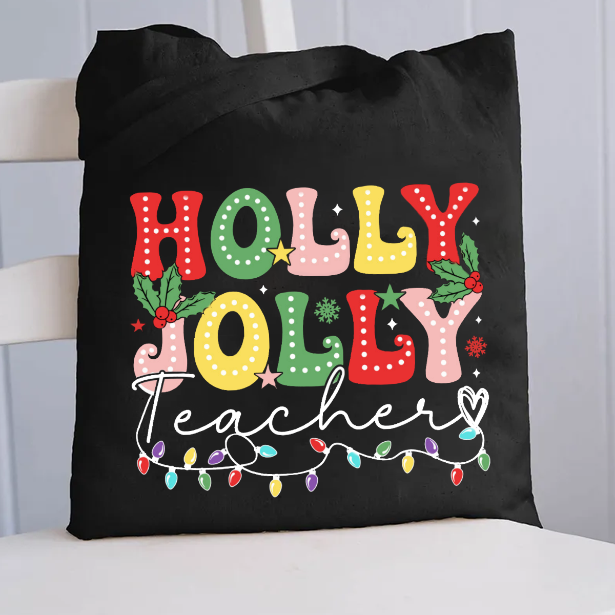 Christmas Holly Jolly Canvas Tote Bag