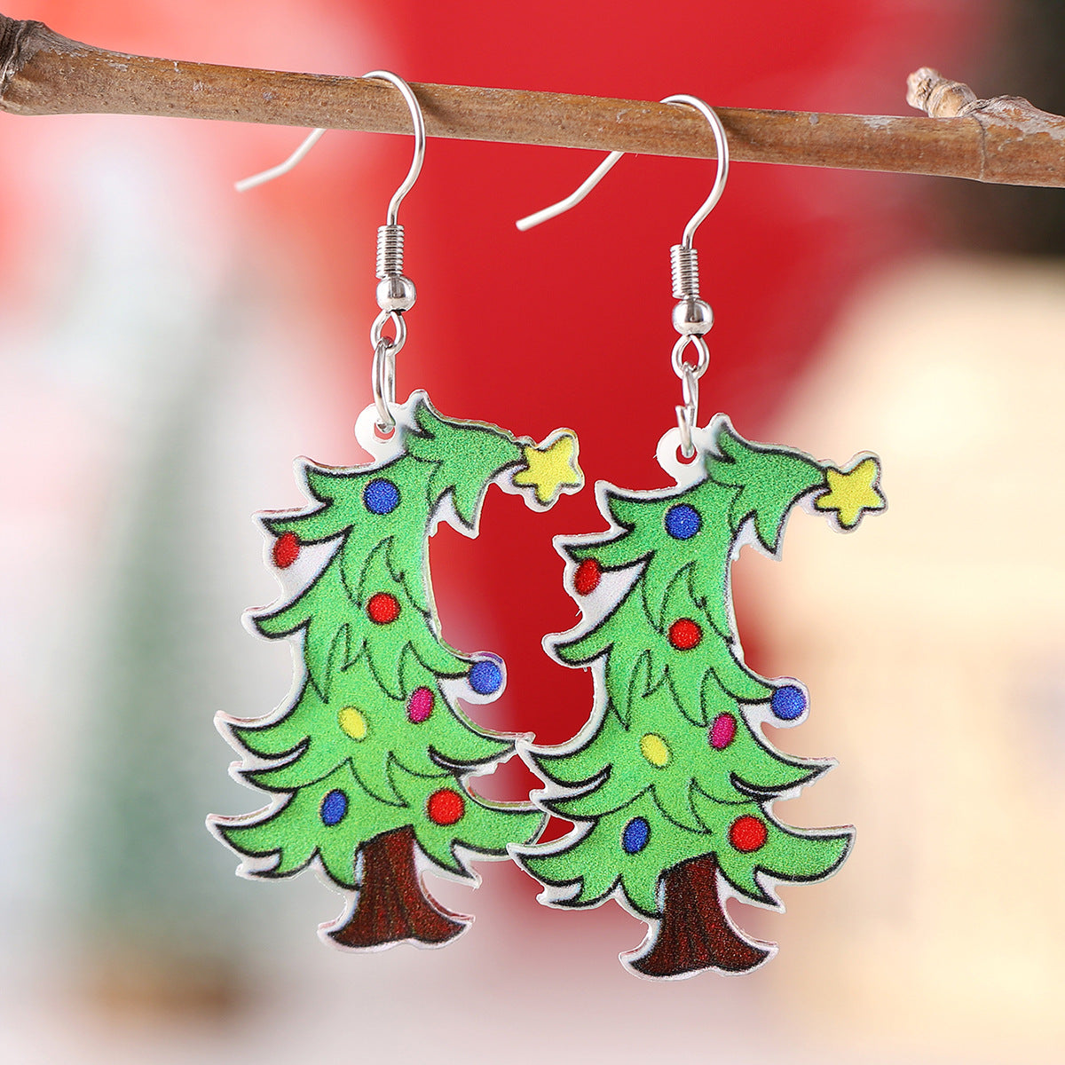 Christmas Tree Star Lights Pendant Earrings