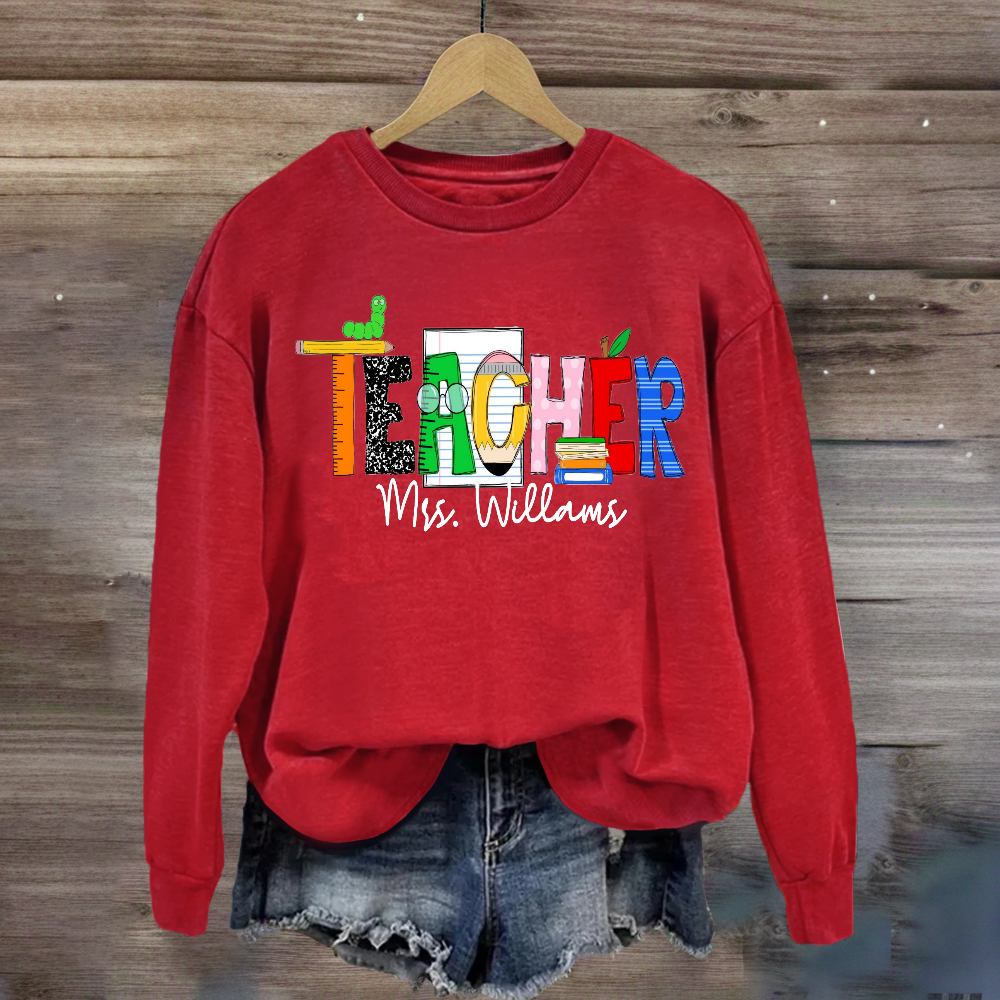 Personalized Teacher Name Caterpillar Exploring Knowledge Sweatshirt