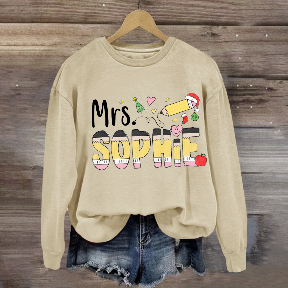 Personalized Name Pencil Christmas Tree Sweatshirt